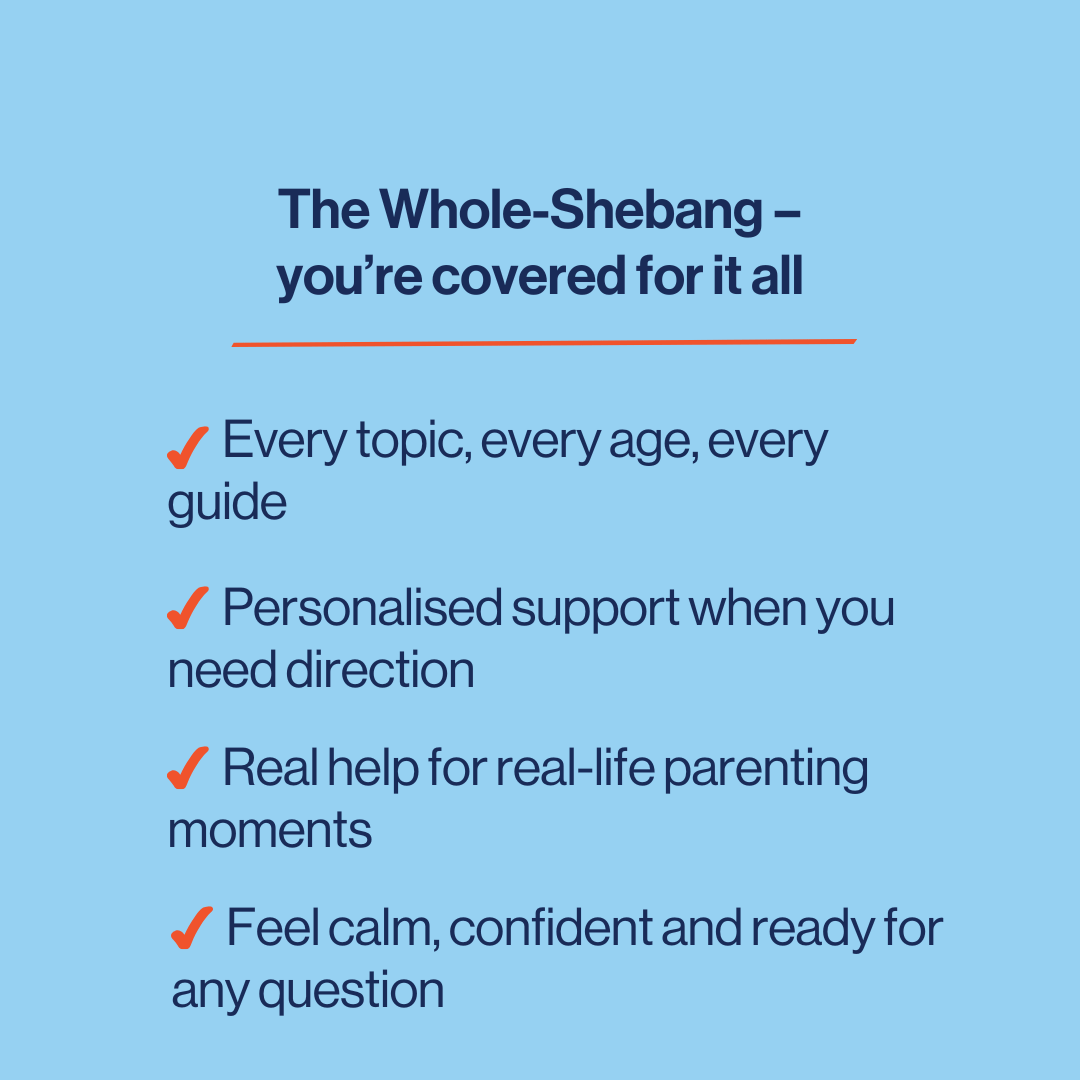 Promotional text on a blue background about comprehensive sex ed support for parents.