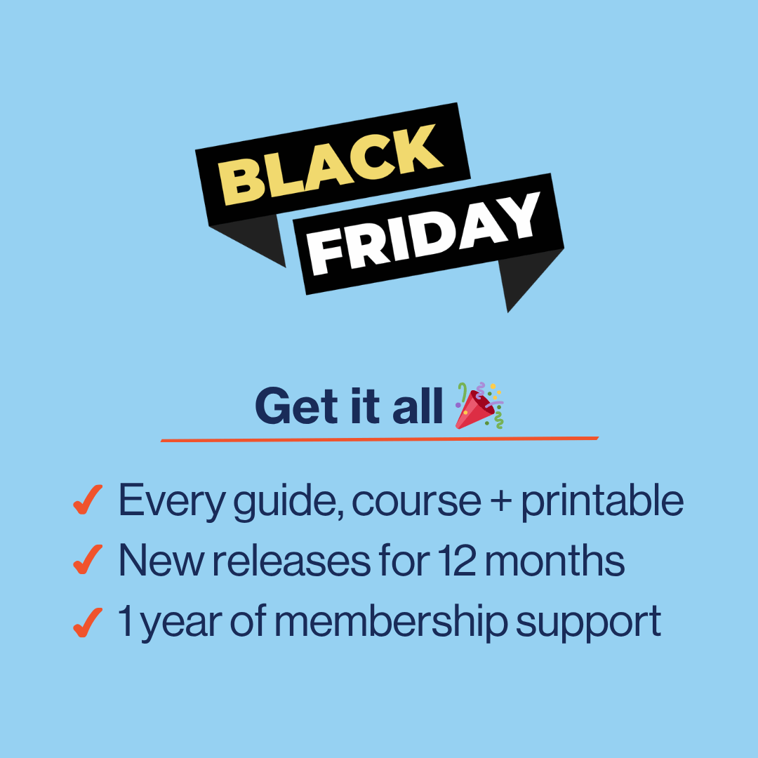 Promotional graphic for Black Friday sex education bundle with text on a blue background