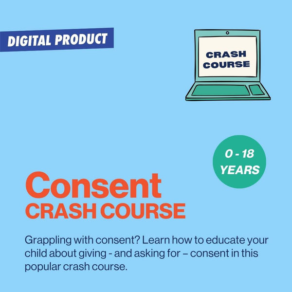 Cover image for the sex education consent crash course for parents of 0 to 18 year old children