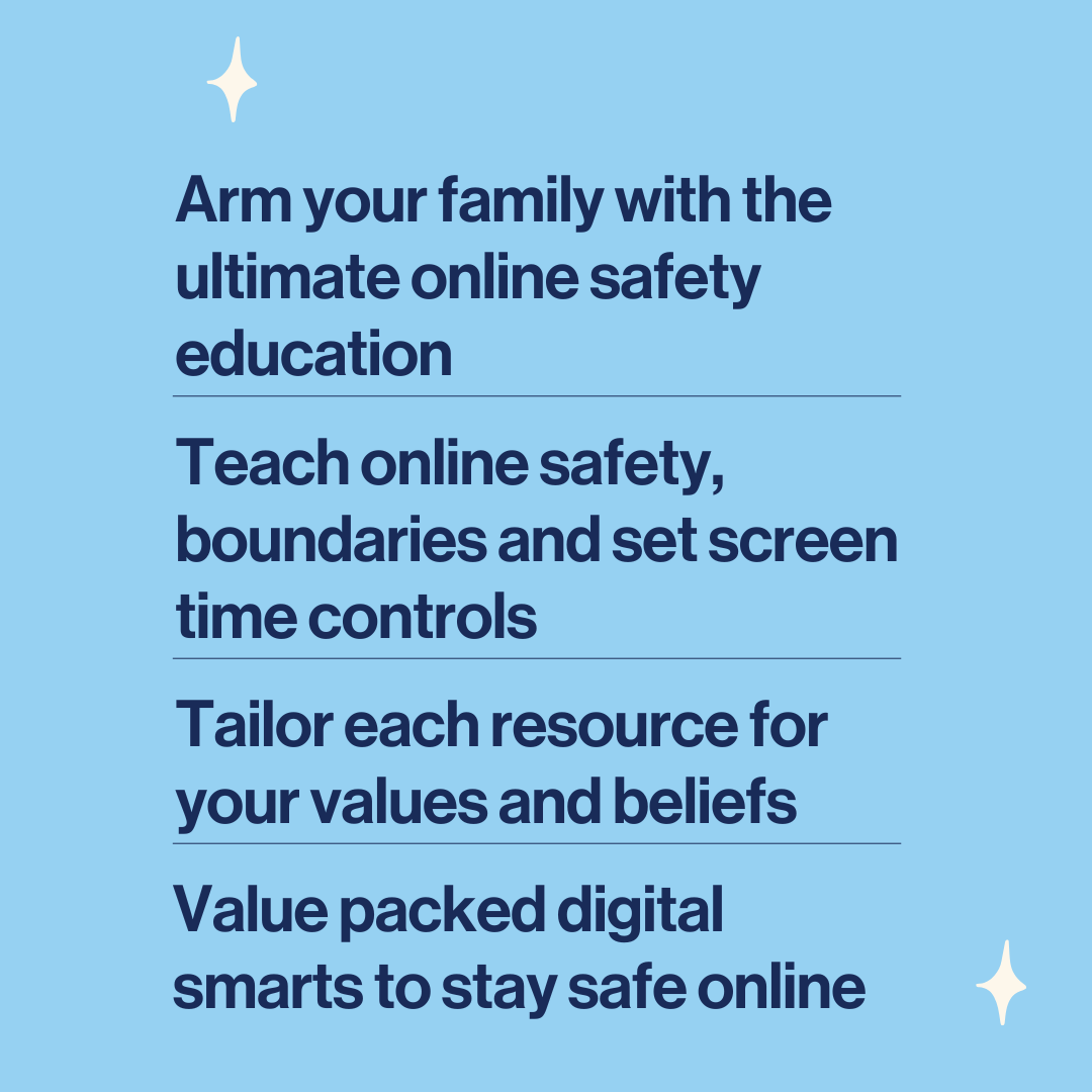 image explain how each resource inside the cyber safety prep pack will help parents
