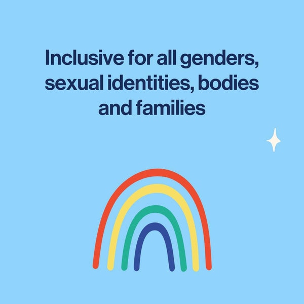 rainbow to illustrate that the Getting Started with Sex Ed. Crash Course is inclusive for people of all genders, sexual identities, bodies and families