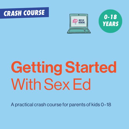 visual image that shows the name of this crash course that shows parents how to talk to teens about sex