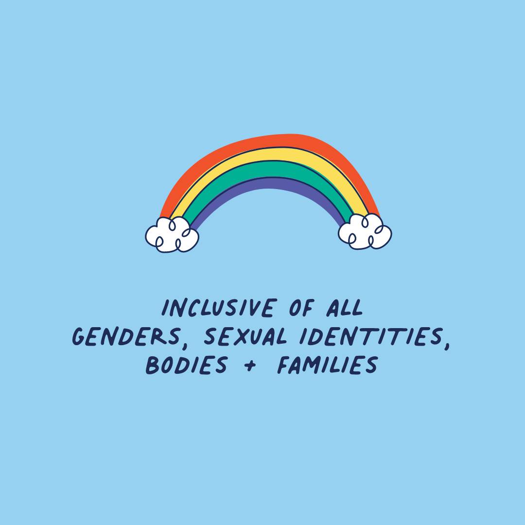 rainbow to illustrate that the crash course of what to do after porn exposure is inclusive for people of all genders, sexual identities, bodies and families