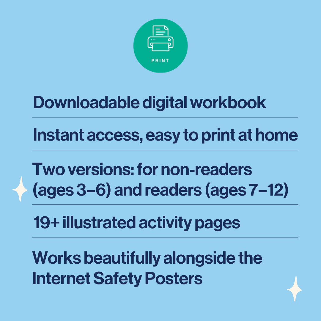 words to explain what you get when you buy the online safety activity book