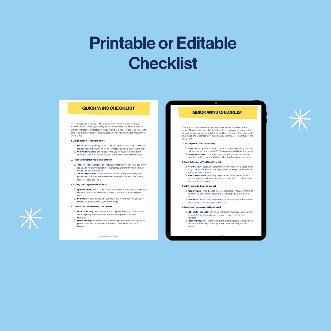 screenshot of the quick wins checklist from the porn proof your family 