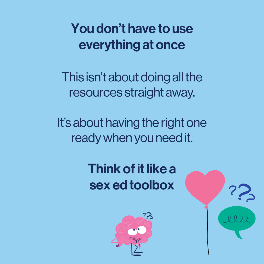 Blue background with text and cartoon character on a blue background
