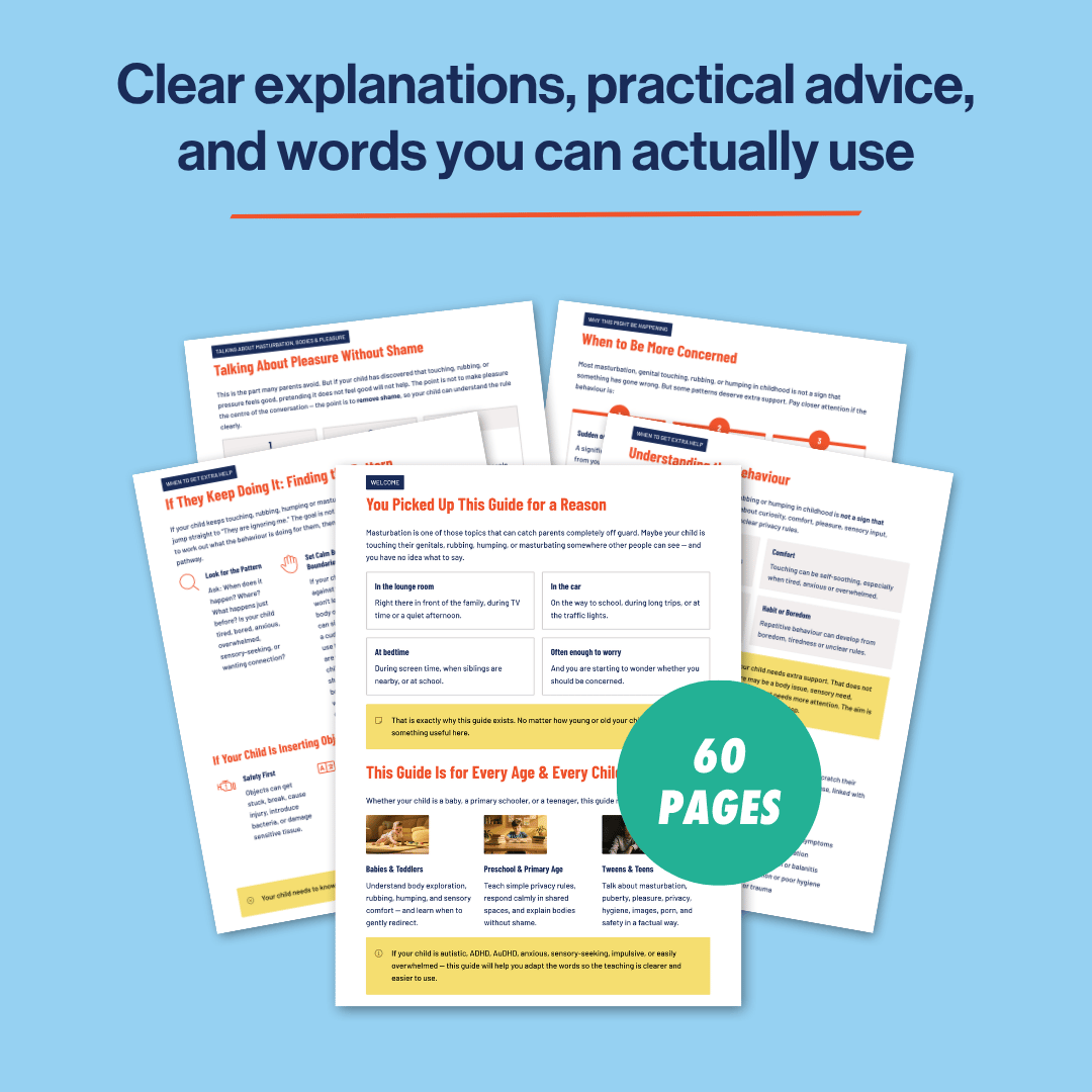 Educational guides with text on a blue background, highlighting clear explanations and practical advice.