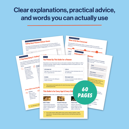 Educational guides with text on a blue background, highlighting clear explanations and practical advice.