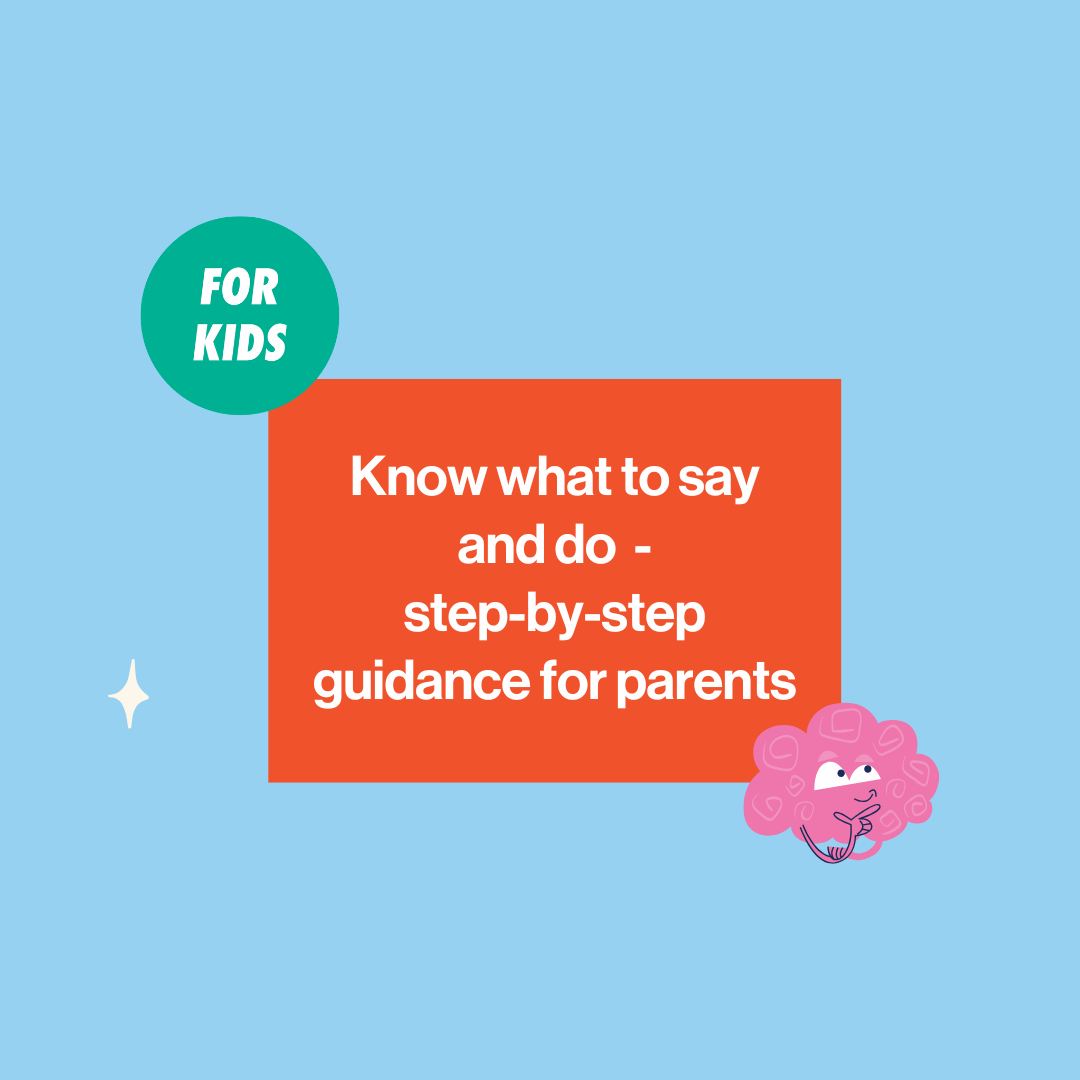 Text on a blue background with a pink character, promoting guidance for parents on what to say and do about online pornography.