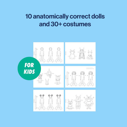 image with examples of pages from the anatomically correct dolls for children