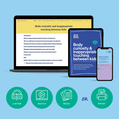 visual of what the audio looks like for the crash course on Body Curiosity & Inappropriate Touching between Kids 