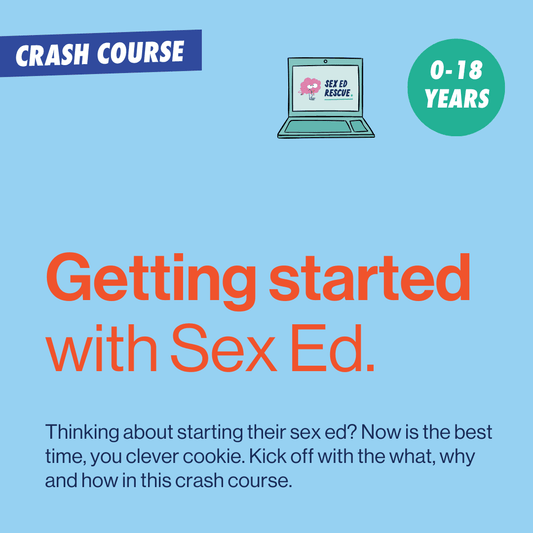 visual image that shows the name of this crash course that shows parents how to talk to teens about sex