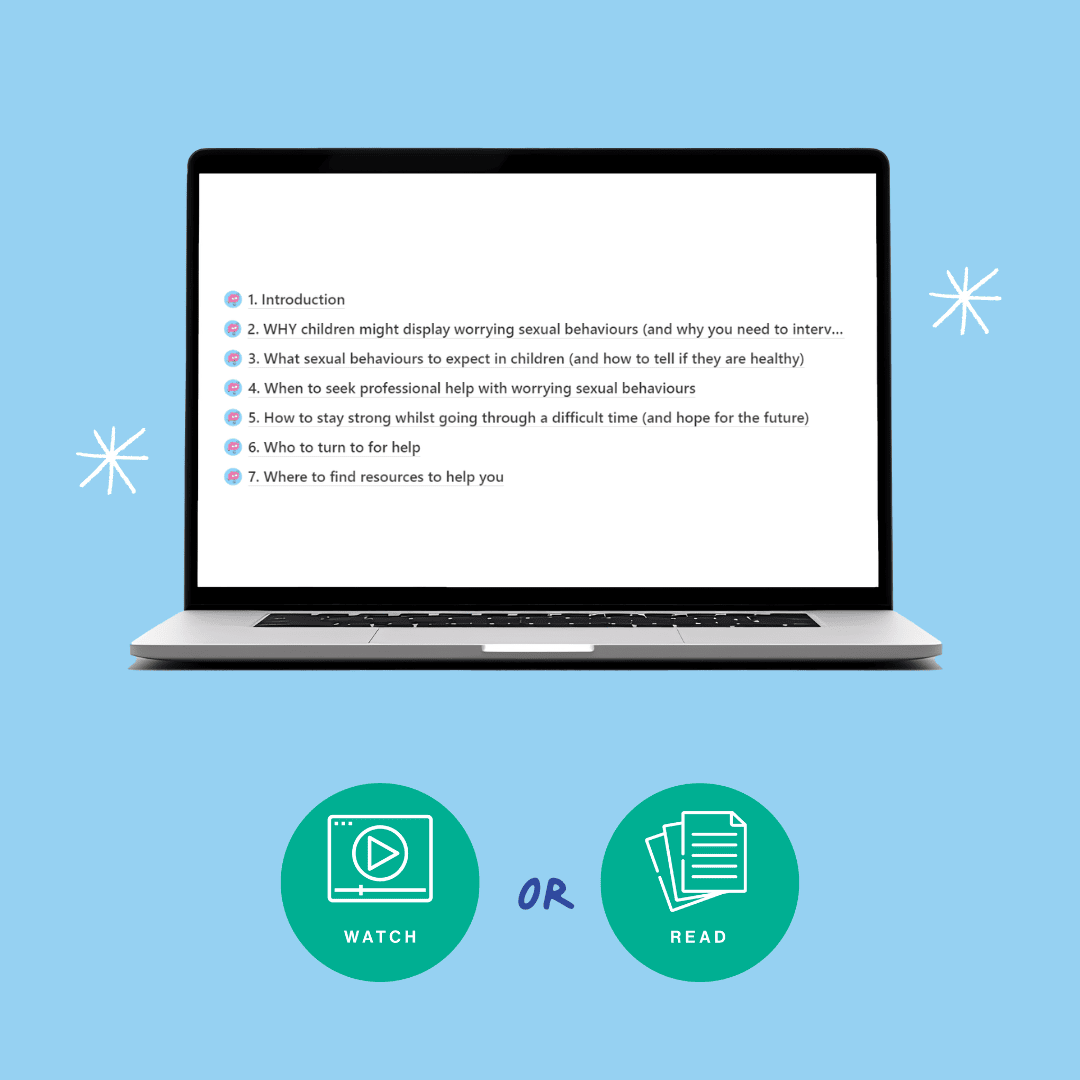 laptop with a video to show what it looks like inside the Worrying Sexual Behaviours Crash Course