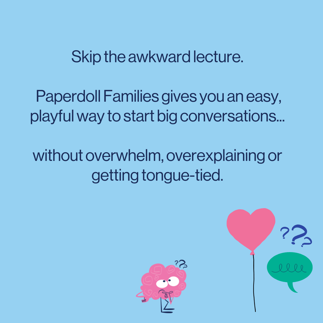 image explaining benefits of this inclusive paper doll family dress up activity