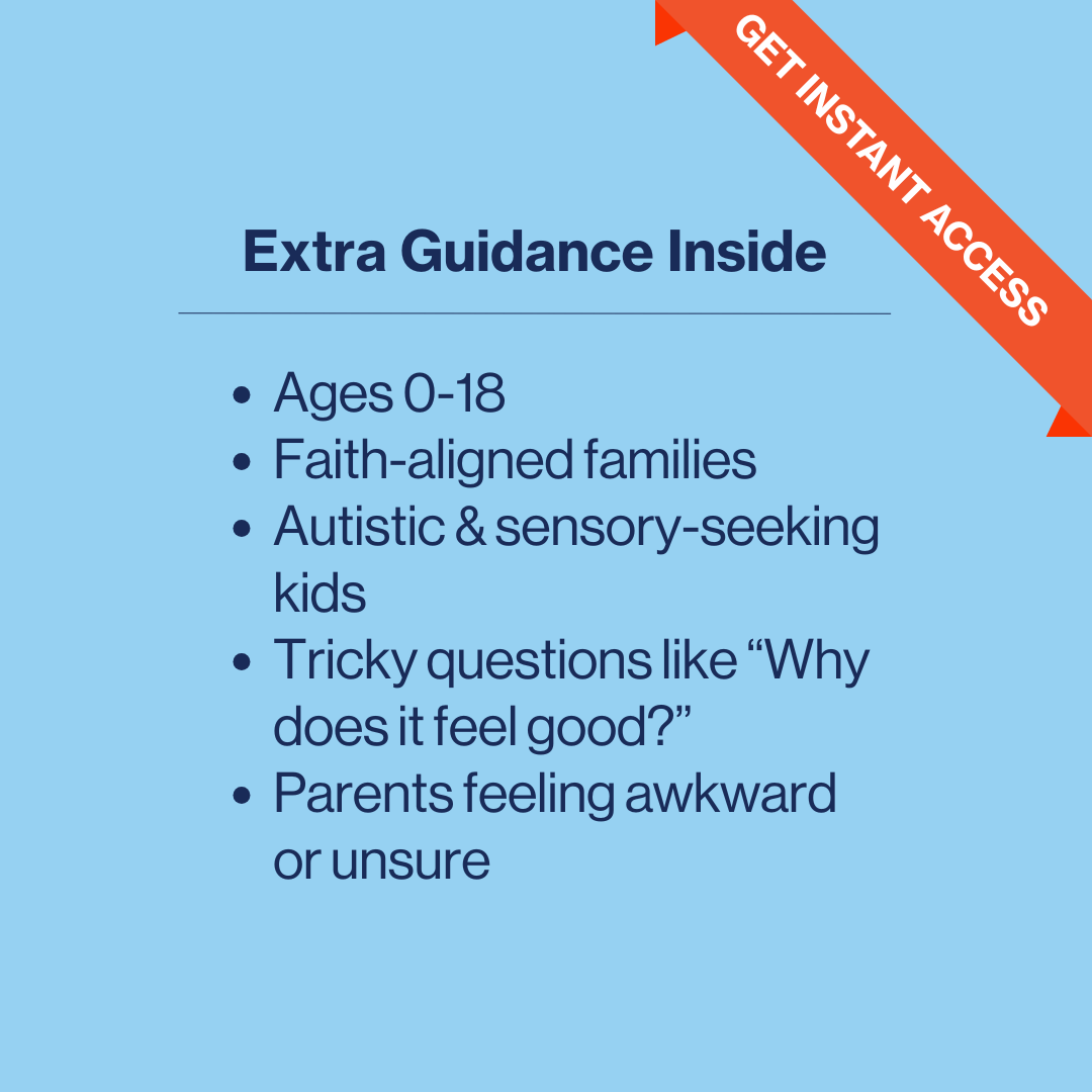 coloured background and words outlining extra guidance inside the parent guide that covers masturbation in teens