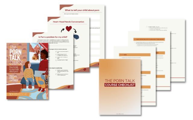 checklist and workbook pages for the porn talk course