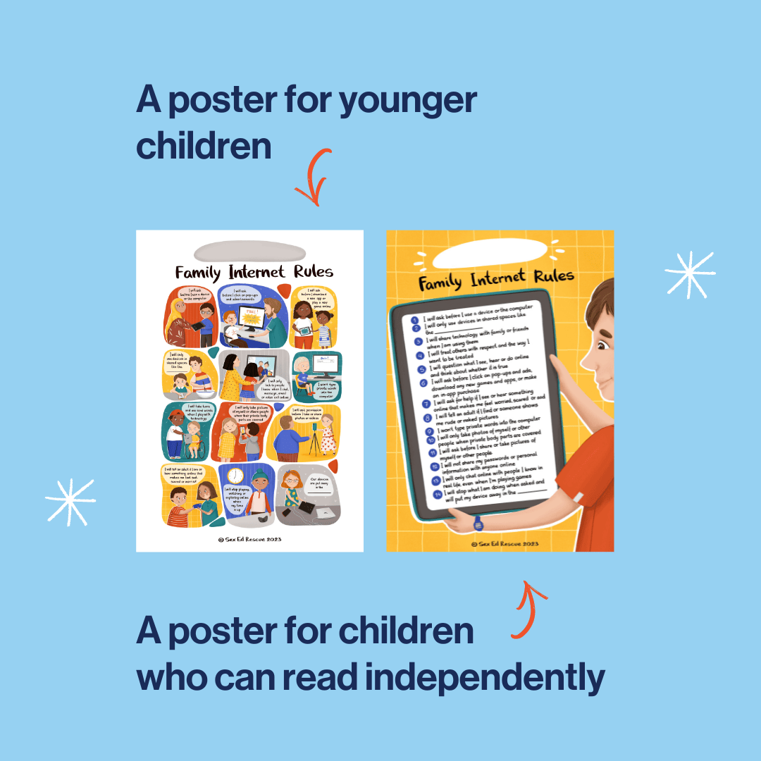 image explaining posters about online safety can be used with  children who can or can't read