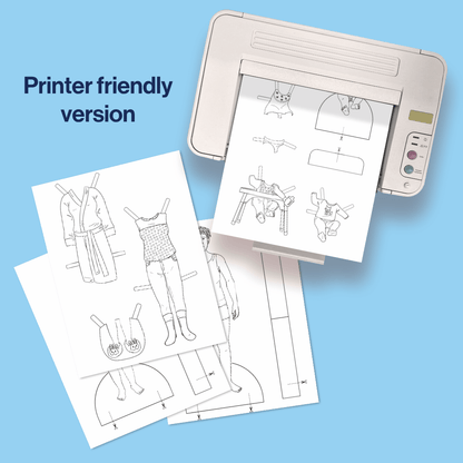 printer and black and white pages for paper dolls family