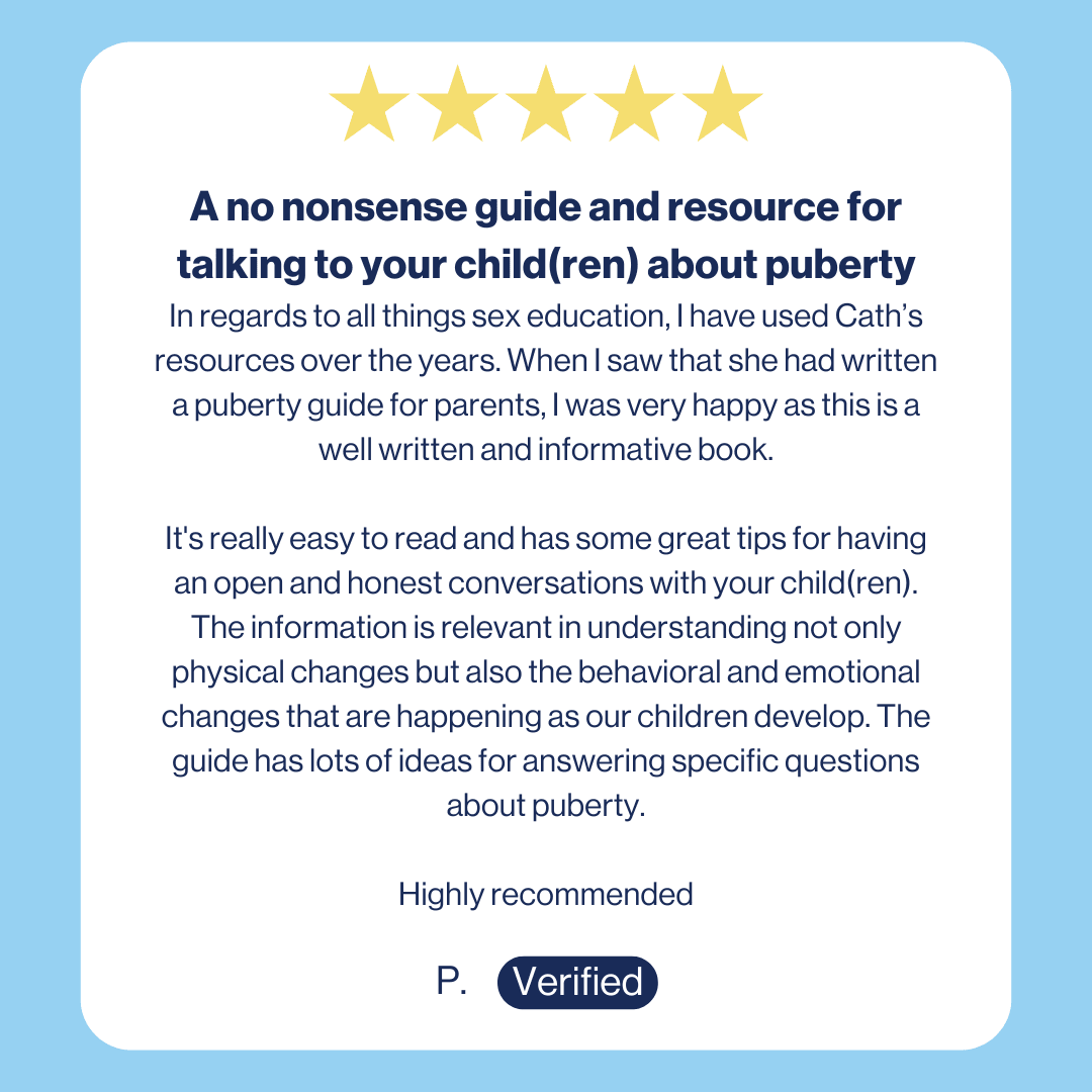 screenshot of a parent review of these puberty teaching resources
