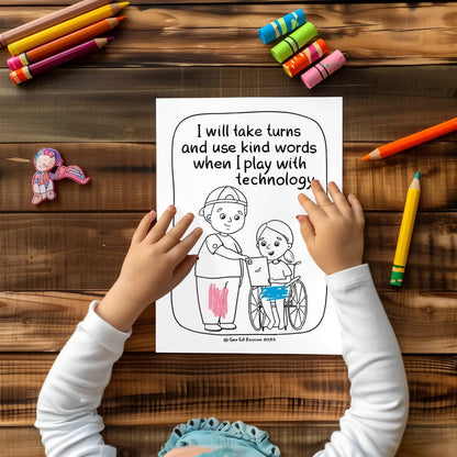 child coloring the safety internet poster
