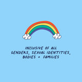 image of rainbow to show that this sex education questions and answers guide is inclusive for people of all genders, sexual identities, bodies and families