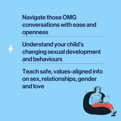 images explaining how this crash course will help with  facilitating healthy stages of sexual development in children