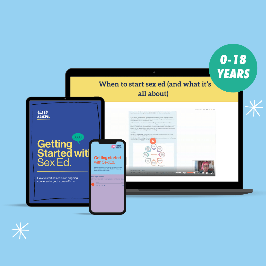 computer screen with sneak peek to show you inside the Getting Started with Sex Ed. Crash Course