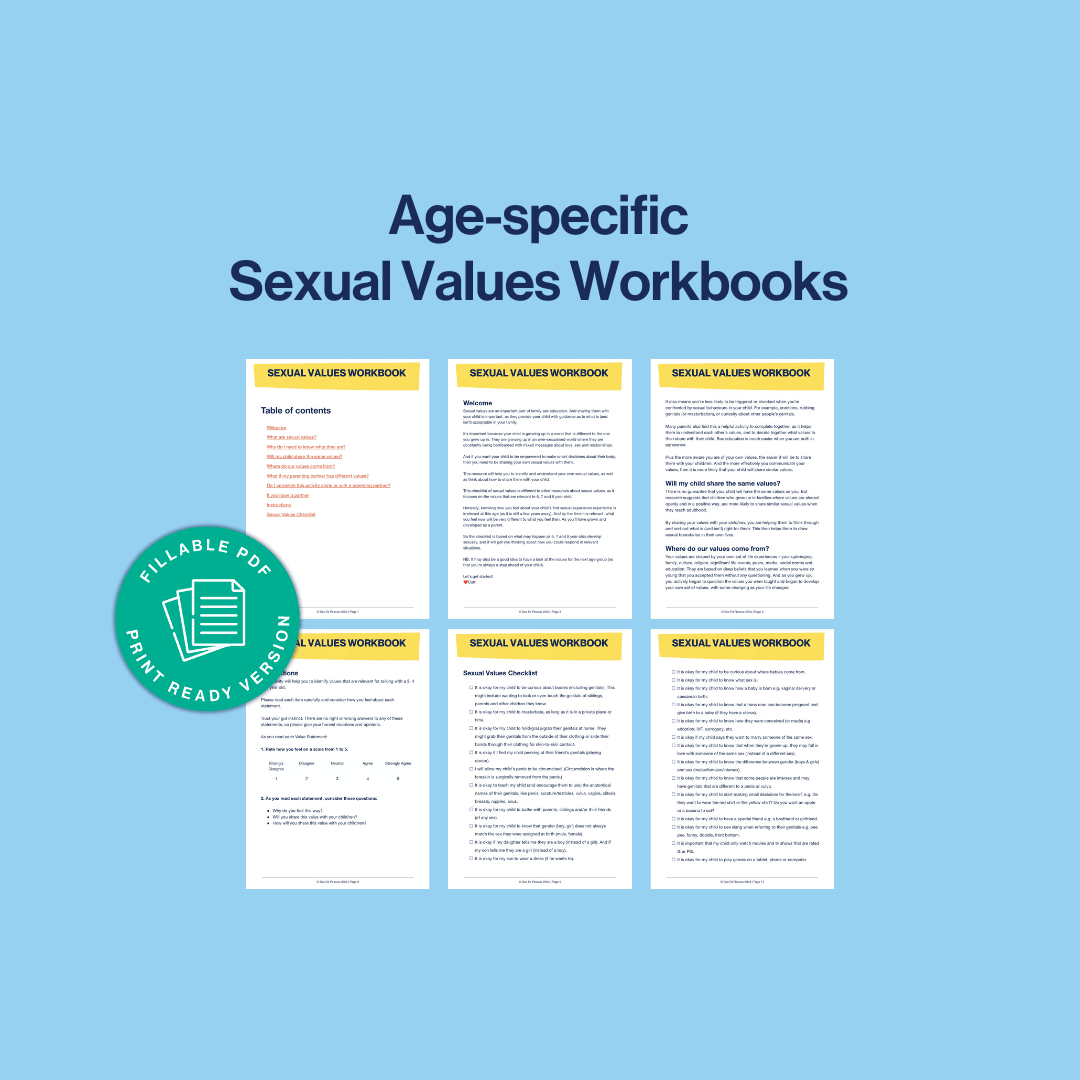 a look inside at the pages of the values about sexuality workbook