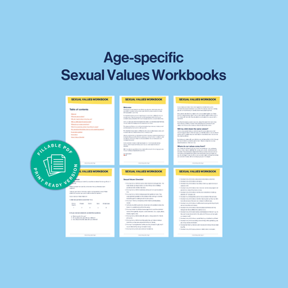 a look inside at the pages of the values about sexuality workbook